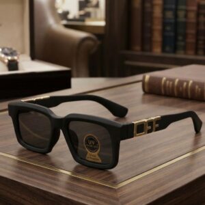 OFF Branded Matte Black Bold Square UV400 Sunglasses