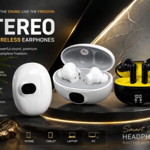STEREO True Wireless Earphones Bluetooth 5.3 ENC Noise Reduction LED Display Touch Control Earbuds
