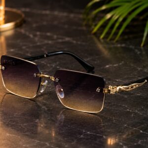 PREMIUM RIMLESS GRADIENT GOLD SUNGLASSES