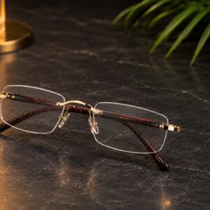 PREMIUM DOUBLE-SHADED RIMLESS GOLD FRAME GLASSES